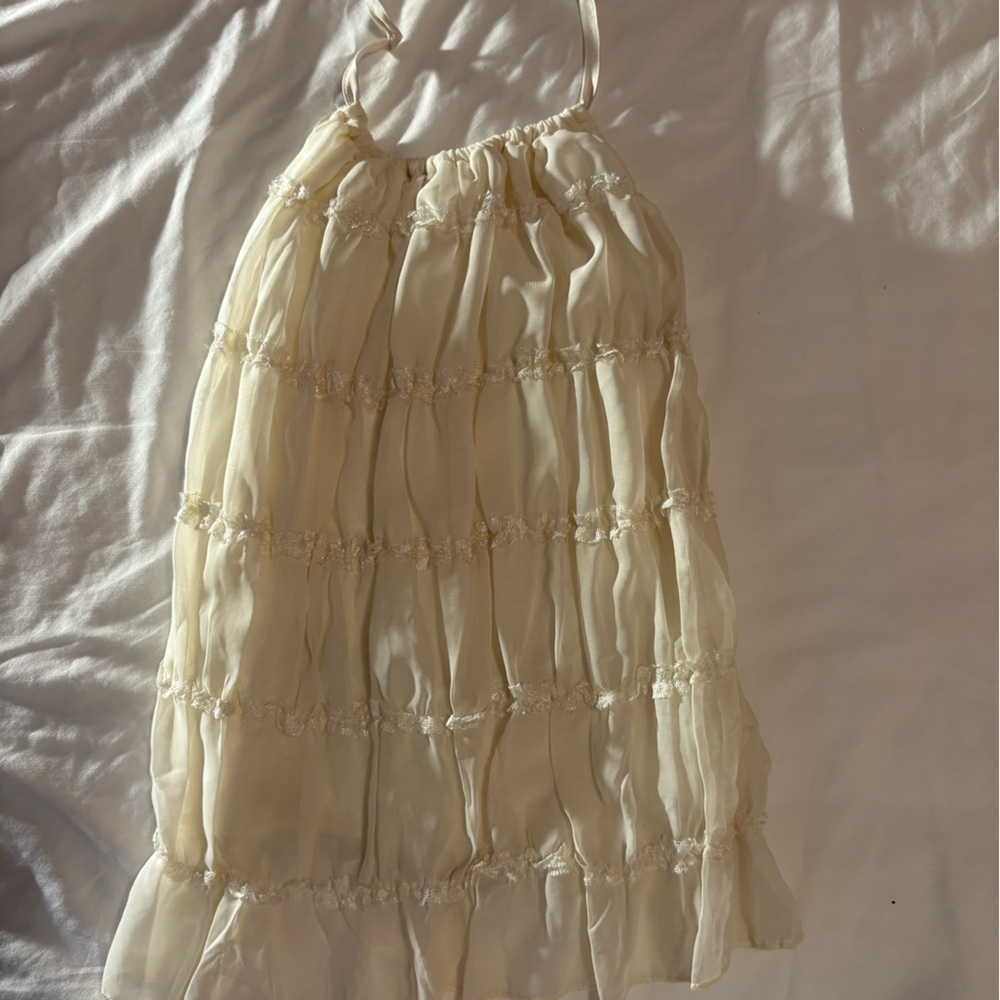 Flowy Cream backless top with maxi skirt